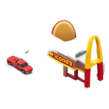 “McDonald’s store with the iconic golden arches, a red and yellow color scheme, and a simple, recognizable design that captures the essence of a fast food restaurant.” sticker