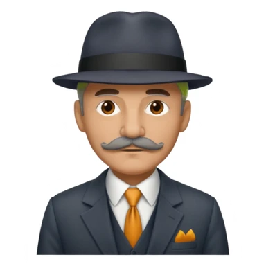 Mobster with Suit with grey mustach and colored hat sticker