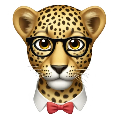 a leopard with a nerd face sticker