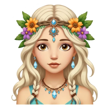 Bohemian hippie fairy flowers in hair, crystal jewelry sticker