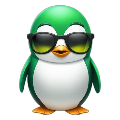 Penguin whit a wrench, sun glasses and green hair sticker