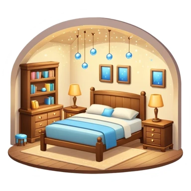 cozy room with furniture and sparkles floating above the furniture sticker