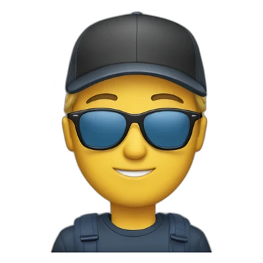 white person wearing a new york cap and sunglasses sticker