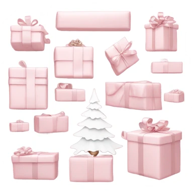 Light pink Christmas gifts under a white Christmas tree  sticker