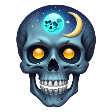 cosmic skull with crescent moon on forehead sticker