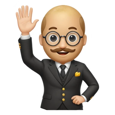 memoji-style potato in a suit and monocle, waving like a presidential candidate sticker
