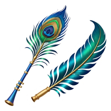 Peacock feather with flute sticker