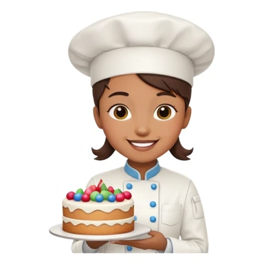 a pastry chef with a cake sticker