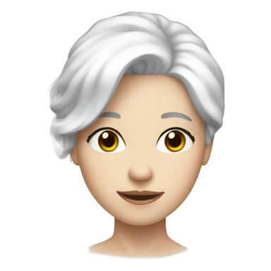 Female short white hair pale skin washing face sticker