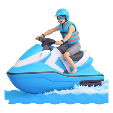 white and turquoise jet ski with a person riding wearing a life jacket clean modern design sticker