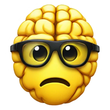 yellow emoji with a brain wearing black goggle sticker