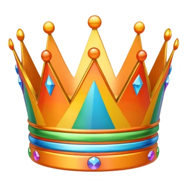 orange 3d crown with rainbow inlay sticker