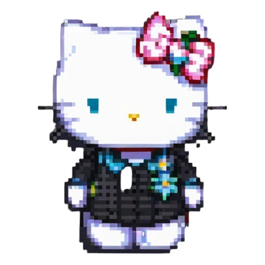Hello Kitty in the style of pixel art sticker