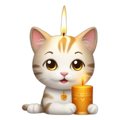 cat with candle sticker