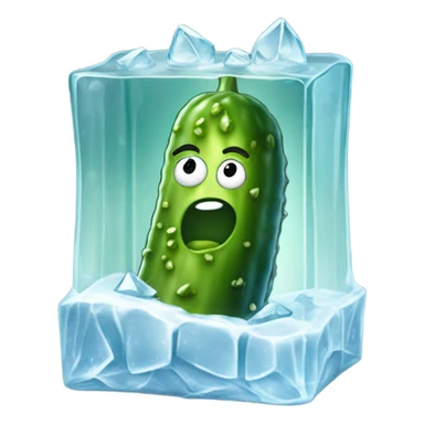 A pickle trapped in an ice block sticker