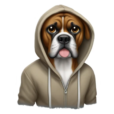 Boxer dog wearing a hoodie sticker