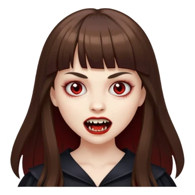eu quero uma menina de franja e cabelo comprido cabelo castanho parecendo uma vampira sticker