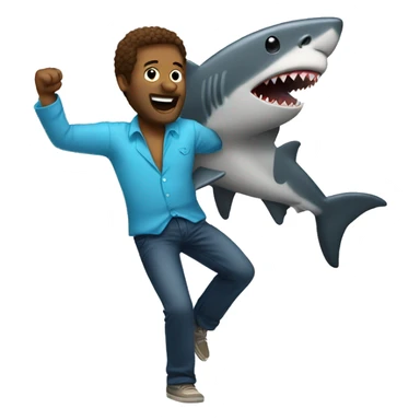 Man disco dancing with a shark sticker