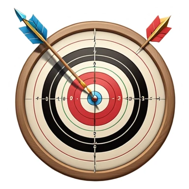 A bow and arrow aimed at a target, with the arrow in mid-flight towards the bullseye. The target's concentric rings are visible, emphasizing the precision and focus required in archery. The background is simple, highlighting the equipment and the sport's accuracy. sticker