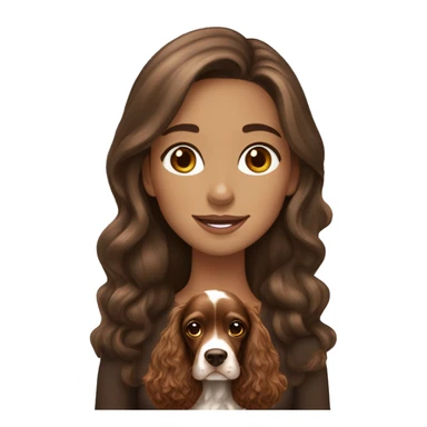 Beautiful girl with long brown hair with English Cocker Spaniel sticker