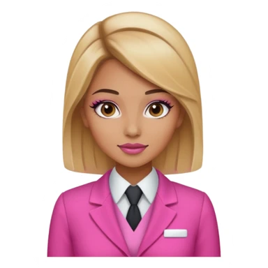 Flight attendant with pink outfit tan skin ombré brown and blonde hair pretty makeup sticker
