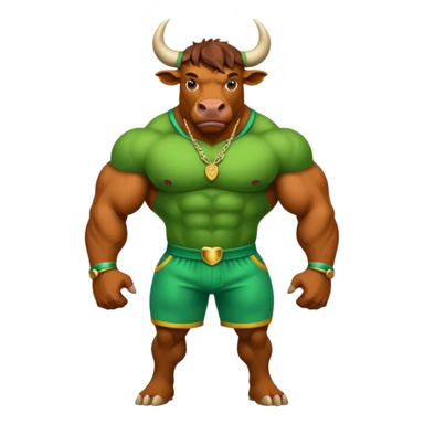 Green bull with clothes sticker