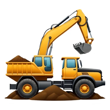 Excavator putting dirt in dump truck sticker