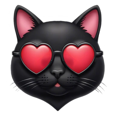 Black cat with heart sunglasses sticker