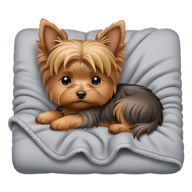 Sleeping Yorkshire terrier on bed sticker