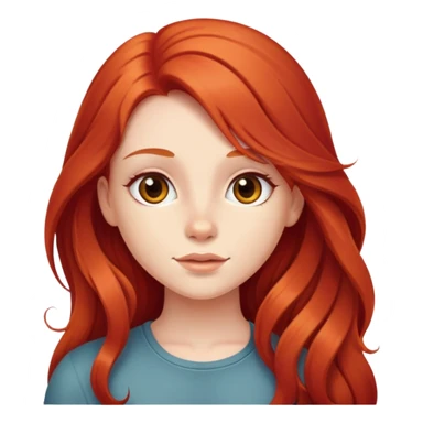 Cute girl with red very long hair  sticker