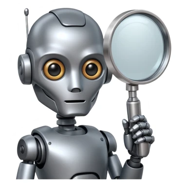 roboter mit einer lupe sticker