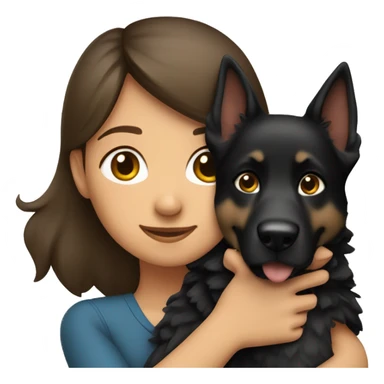 Brunette girl hugging german sheperd sticker