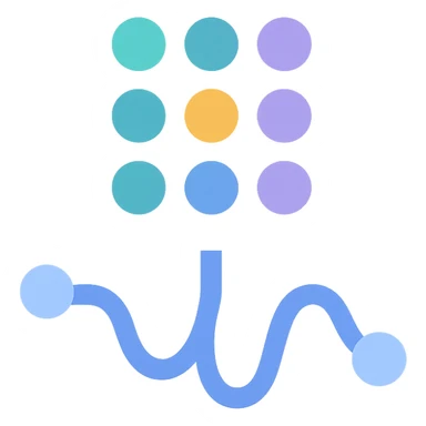 colorful icon for DigitFlow symbolizing data and connectivity sticker