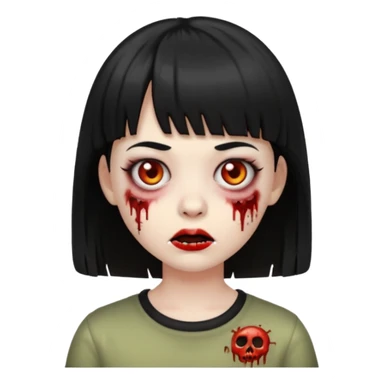 zombie emoji girl with short bangs and black hair sticker