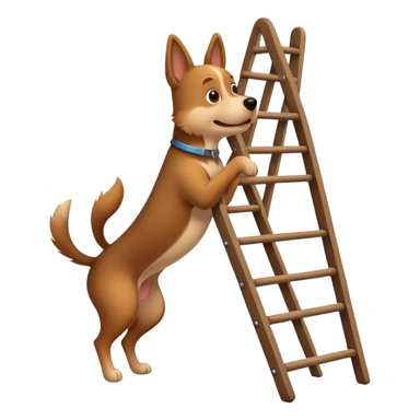 Dog holding a ladder sticker