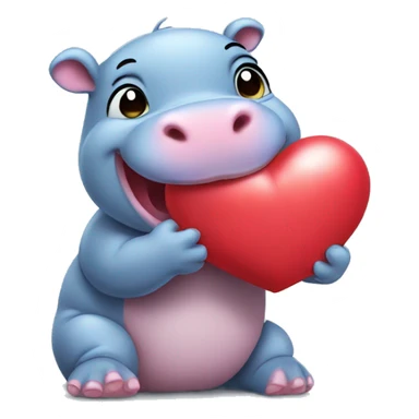 baby hippo blowing a heart sticker