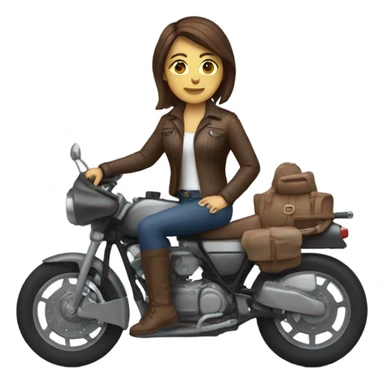 Woman with short brown hair sitting on motorcycle sticker