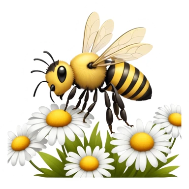 A bee smelling daisies sticker