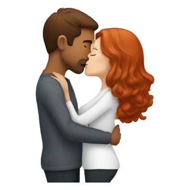 brown hair man kissing redhead woman on lips sticker