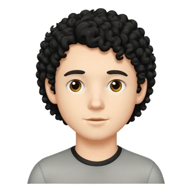 White boy with black curly hair sticker