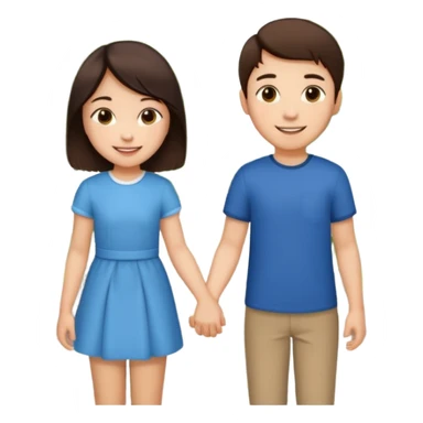 brunette boy holding Asian girl’s hand sticker