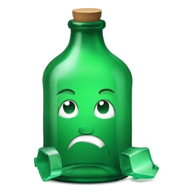 broken green glass bottle sticker