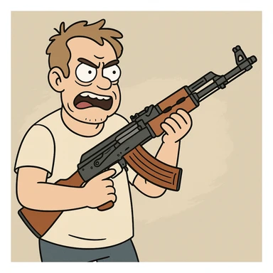 cartoon style AK-47 assault rifle sticker