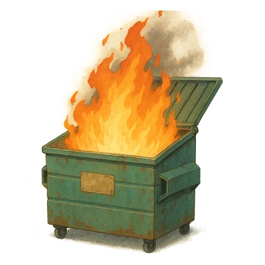 a dumpster fire sticker