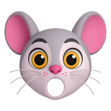 Change the expression to have an open mouth instead of tongue out. Make the grey outline color above the eye darker. Keep the same colors for the rest. The original style is 3D emoji style, please maintain the 3D emoji style look with transparent background. sticker