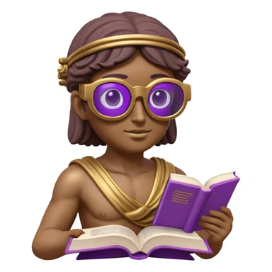 an-emoji-of-a-ancient-young-greek-statue-reading-a-book,-wearing-vr-glasses,-purple-colors,-digital-universe sticker