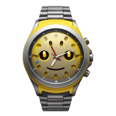 wristwatch on a yellow hand sticker