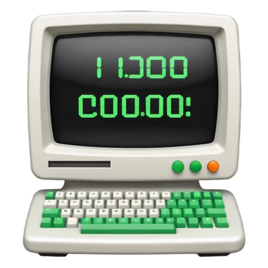 mac os icon code computer retro terminal, black, green white, numbers on the screen sticker