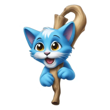 Smurf cat in one face with a stick sticker