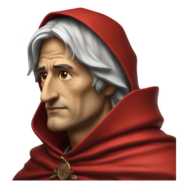 Dante Alighieri portrait in profile in a red hooded cloak sticker